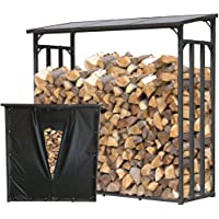 QUICK STAR Metal Chimenea Madera Estante Antracita 143 x 70 x 145 cm Jardín Prinidor Refugio de 1-4 m³ de Madera…
